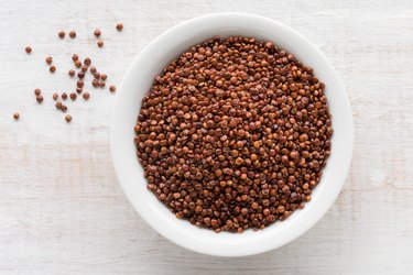 Close-Up Of Quinoa Seeds In Bowl On Table