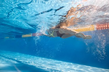 Swimmer in sidestroke style underwater