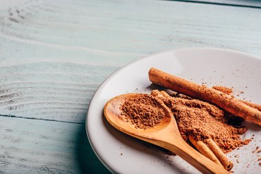 Cinnamon on white plate