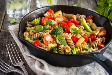 Whole wheat fusilli pasta with vegetables