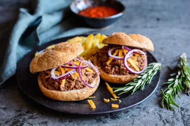 Sloppy Joe sandwich served with French fries