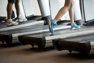 Man and woman training in the gym