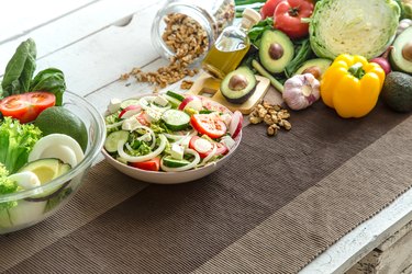 Preparation of healthy food from organic products on the table