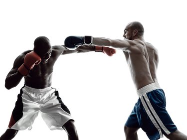 men boxers boxing isolated silhouette