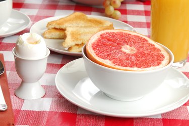 Grapefruit, toast and a soft boiled egg