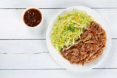 juicy pulled chicken with fresh coleslaw