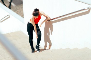 Girl Feeling Leg Pain in Training Session for Not Stretching