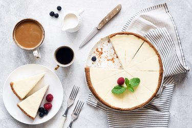 Classic New York Cheesecake And Coffee, Top View