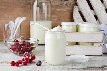 Fresh natural homemade organic yogurt with berries