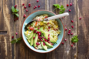 Vegan bulgur salad in bowl