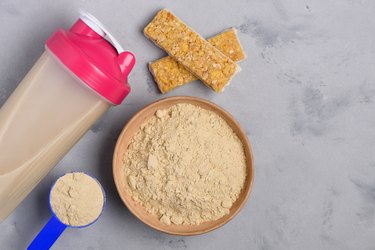 Protein bowl and shaker with grain snack bars