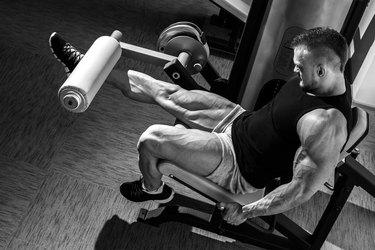 Gym. Handsome man during workout