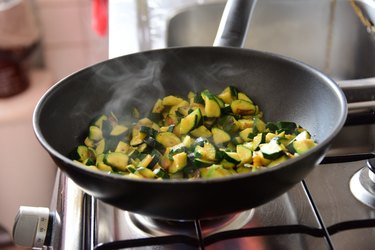 Cooking zucchini in a sauté pan