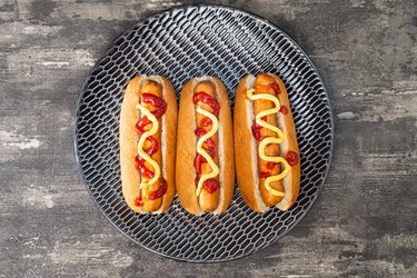 Directly Above Shot Of Hot Dog In Plate On Table