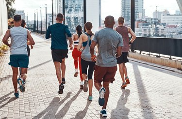 Rear view of people in sports clothing