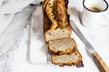 Banana bread and cup of coffee