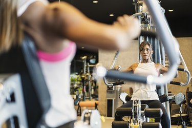 Fitness woman working out at Private gym