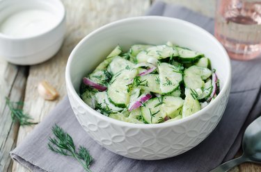 Greek yogurt red onion cucumber salad