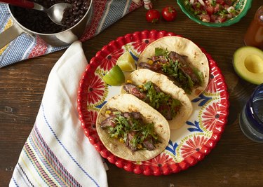 Steak tacos on a plate