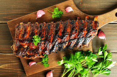 Pork ribs on cutting board