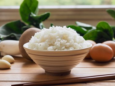 Asian food White rice and vegetables