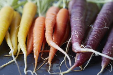 Close up of colorful carrots