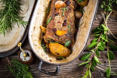 Venison with vegetables and rosemary