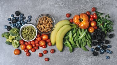 Fresh vegetables, fruits, and nuts