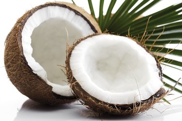 Split coconuts, close-up