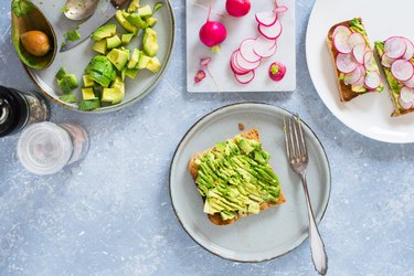 Smashed avocado on whole grain toast