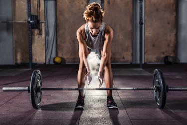 Girl getting ready for  training