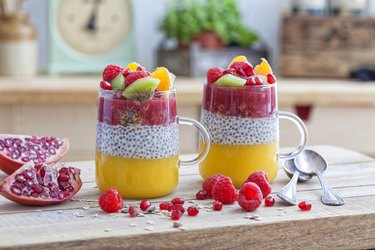 Healthy dessert in a glass with chia seeds
