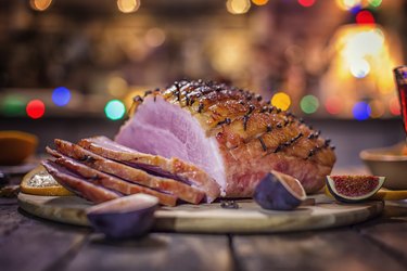 Glazed Holiday Ham with Cloves Served for keto christmas Dinner