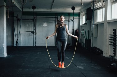 Rope skipping at the gym.