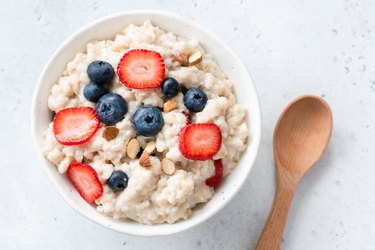 Bowl of oatmeal porridge with berries