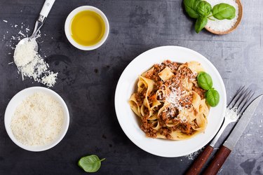 Italian pasta pappardelle bolognese