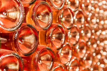 Row of champagne bottles - Wine cellar