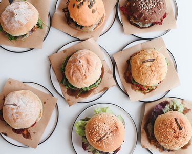 Directly Above Shot Of Burgers On Table