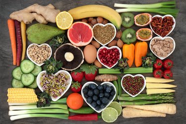 Top view of a variety of healthy food