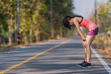 Woman runners She felt tired