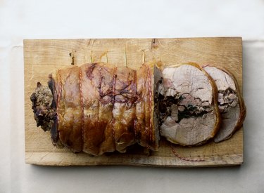 Herb stuffed rolled pork loin