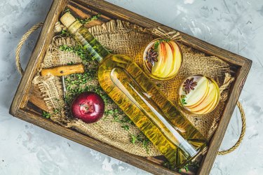 Bottle And Glass Of Homemade vinegar