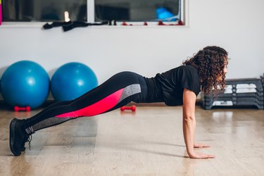 Push-ups in the gym