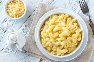 Portion of macaroni and cheese