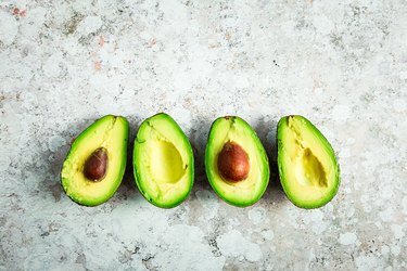 Overhead view of freshly prepared avocados