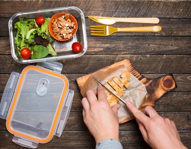 Woman preparing 1200 calorie meal