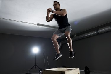 High jump on the wooden box