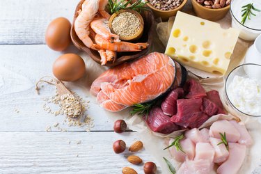 Assortment of healthy protein source and body building food