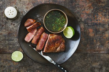 Strip steak with chimichurri sauce