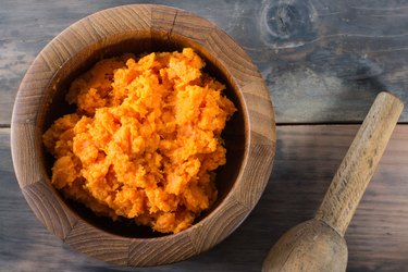 Bowl of mashed sweet potato